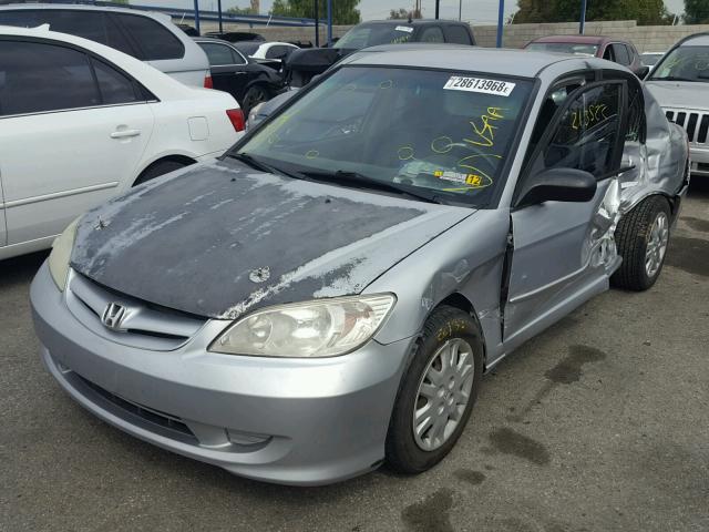 2HGES15535H535869 - 2005 HONDA CIVIC LX SILVER photo 2