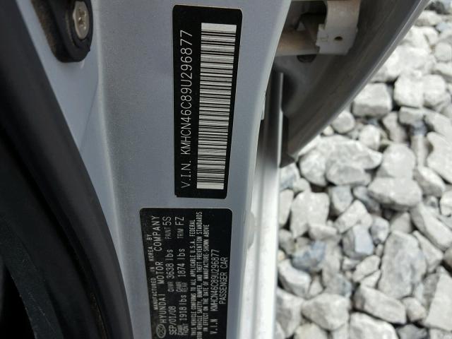 KMHCN46C89U296877 - 2009 HYUNDAI ACCENT GLS SILVER photo 10