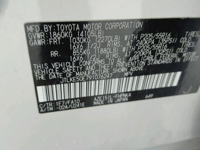 JTLKE50E791076247 - 2009 TOYOTA SCION XB Silber Foto 10