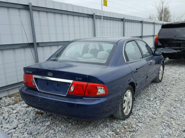 KNAGD128645342487 - 2004 KIA OPTIMA LX BLUE photo 4