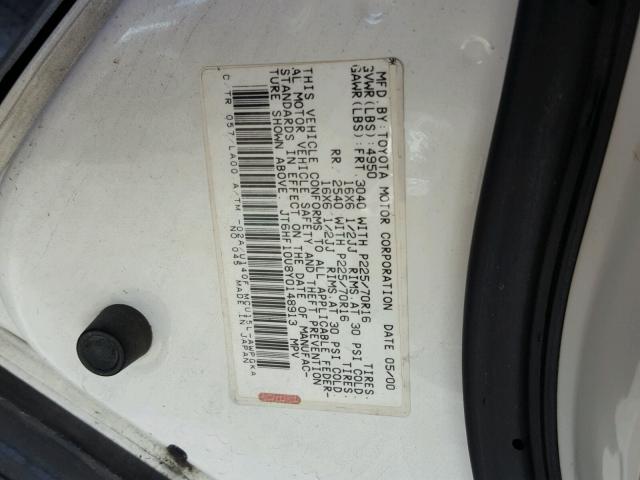 JT6HF10U8Y0148913 - 2000 LEXUS RX 300 CREAM photo 10