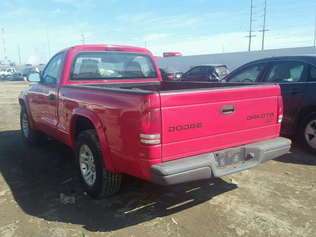 1D7FL16X03S157831 - 2003 DODGE DAKOTA SXT RED photo 3