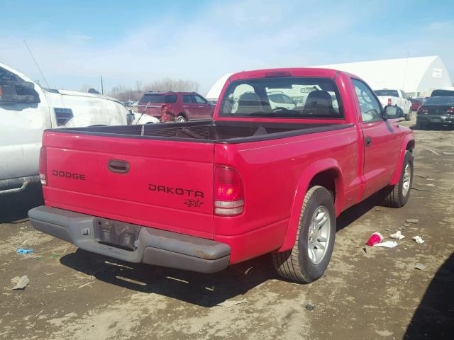 1D7FL16X03S157831 - 2003 DODGE DAKOTA SXT RED photo 4