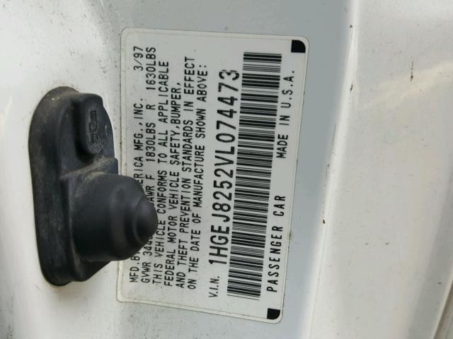 1HGEJ8252VL074473 - 1997 HONDA CIVIC EX თეთრი ფოტო 10