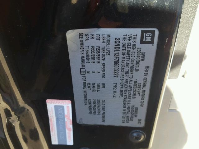 2CNDL13F786002227 - 2008 CHEVROLET EQUINOX LS BLACK photo 10