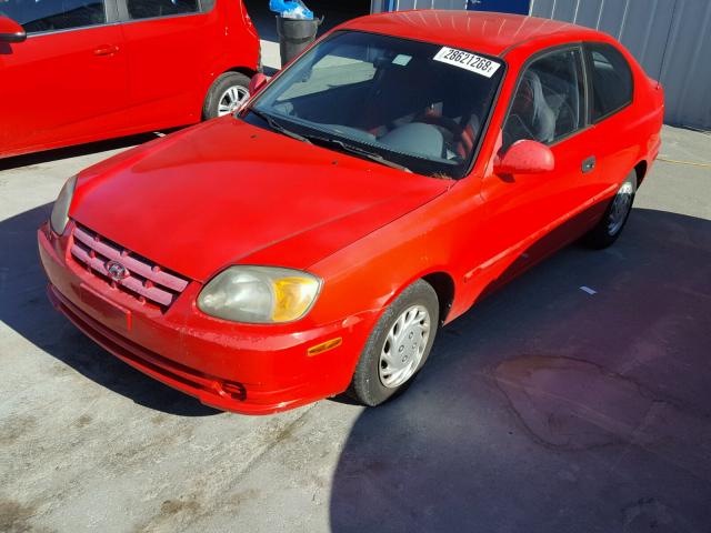 KMHCG35C25U332062 - 2005 HYUNDAI ACCENT GS RED photo 2