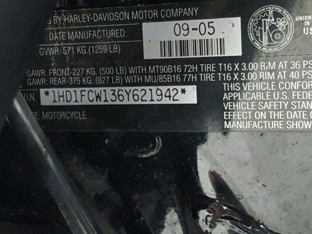 1HD1FCW136Y621942 - 2006 HARLEY-DAVIDSON FLHTCUI Көк фото 19