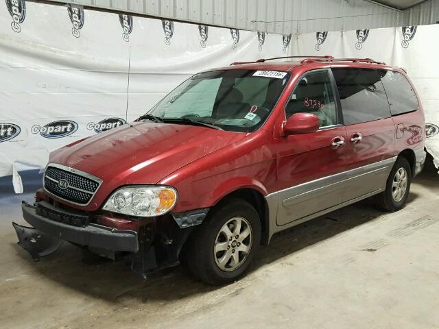 KNDUP131646602864 - 2004 KIA SEDONA EX RED photo 2