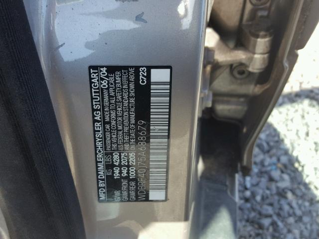 WDBRF40J75A688679 - 2005 MERCEDES-BENZ C 230K SPO SILVER photo 10