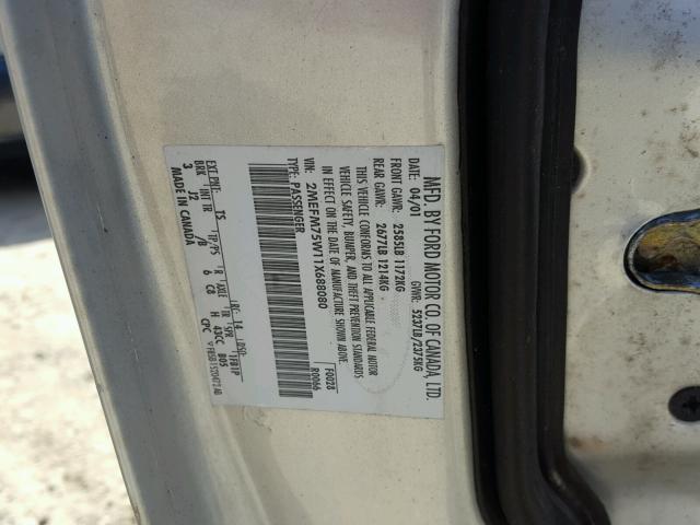 2MEFM75W11X688080 - 2001 MERCURY GRAND MARQ GRAY photo 10