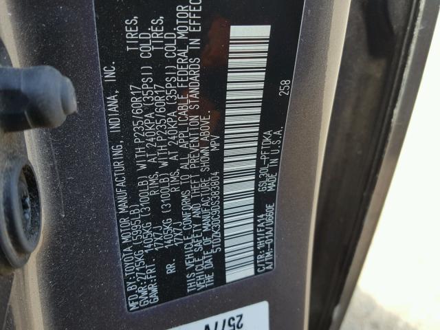 5TDZK3DC9DS383804 - 2013 TOYOTA SIENNA BAS CHARCOAL photo 10