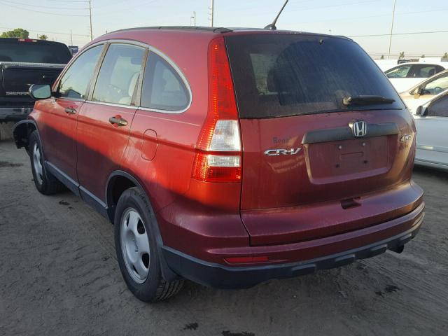 5J6RE4H35AL072241 - 2010 HONDA CR-V LX BURGUNDY photo 3