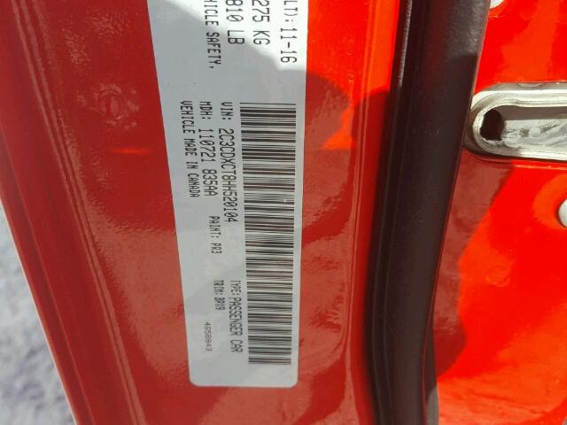 2C3CDXCT8HH520104 - 2017 DODGE CHARGER R/ RED photo 10