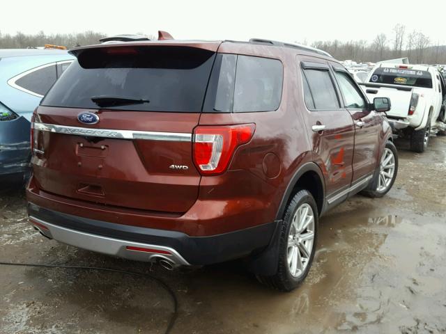 1FM5K8F89GGD00273 - 2016 FORD EXPLORER L MAROON photo 4