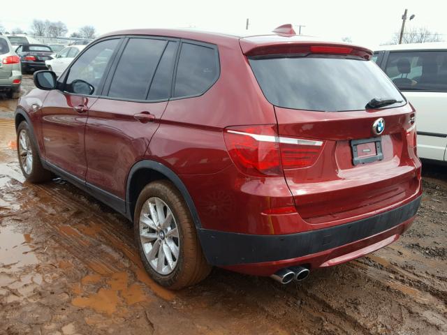 5UXWX9C51E0D27016 - 2014 BMW X3 XDRIVE2 RED photo 3