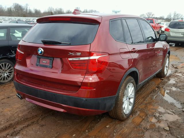 5UXWX9C51E0D27016 - 2014 BMW X3 XDRIVE2 RED photo 4