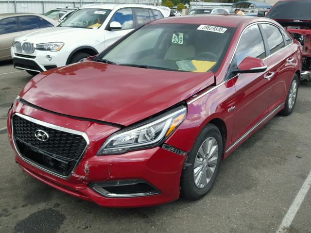 KMHE24L12GA011724 - 2016 HYUNDAI SONATA HYB RED photo 2