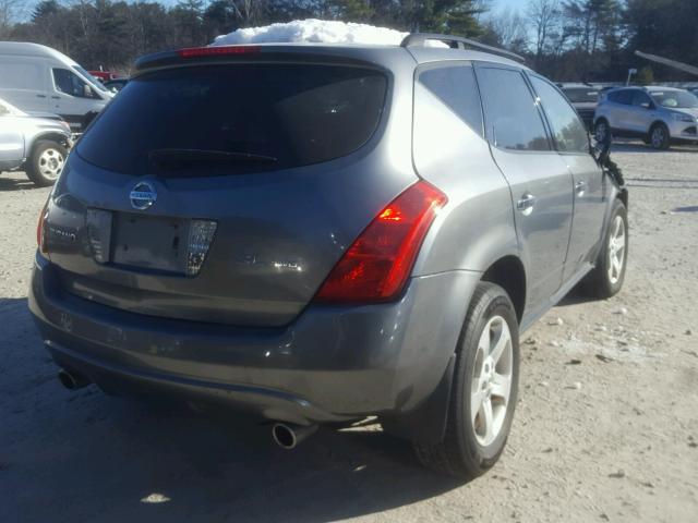 JN8AZ08W05W411748 - 2005 NISSAN MURANO SL GRAY photo 4