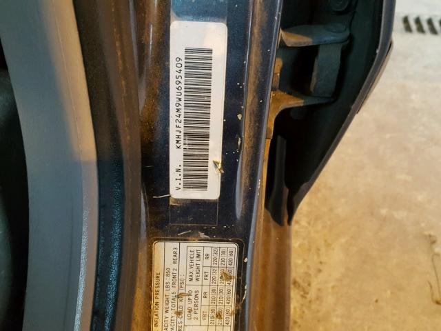 KMHJF24M9WU695409 - 1998 HYUNDAI ELANTRA BLUE photo 10