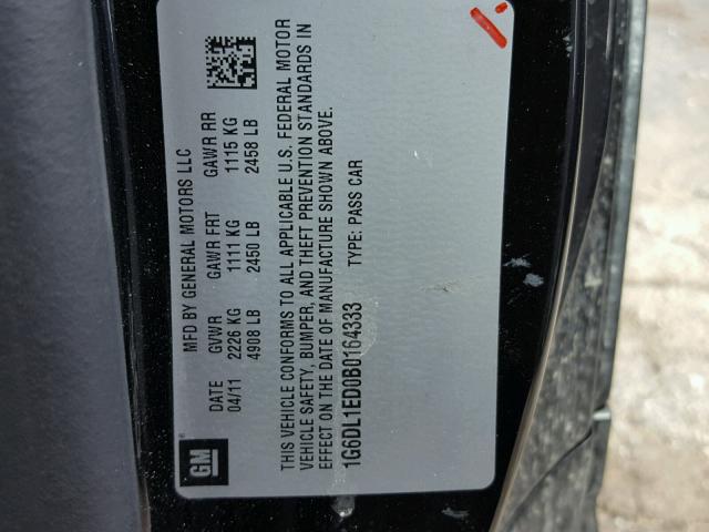 1G6DL1ED0B0164333 - 2011 CADILLAC CTS PERFOR Czarny zdjęcie 10