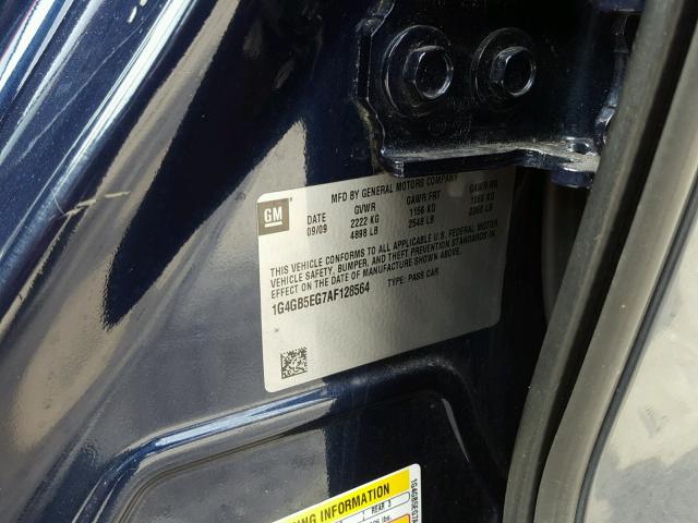 1G4GB5EG7AF128564 - 2010 BUICK LACROSSE C BLUE photo 10