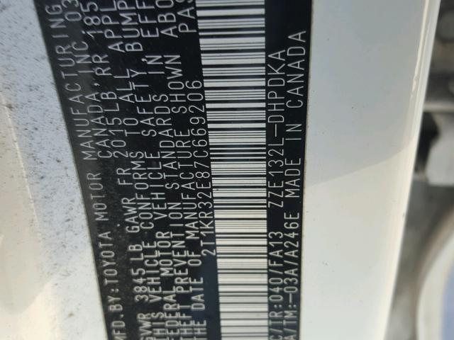 2T1KR32E87C669206 - 2007 TOYOTA MATRIX 白色 照片 10