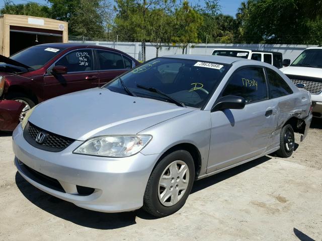 1HGEM22155L029884 - 2005 HONDA CIVIC DX V SILVER photo 2