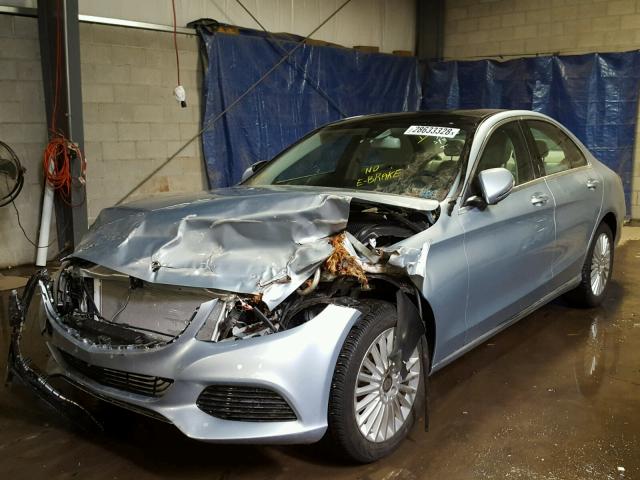 55SWF4KB2GU174807 - 2016 MERCEDES-BENZ C 300 4MAT BLUE photo 2