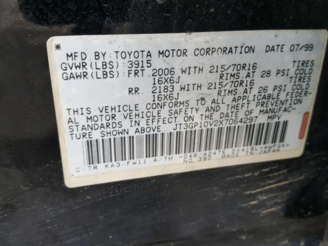 JT3GP10V2X7064297 - 1999 TOYOTA RAV4 BLACK photo 10