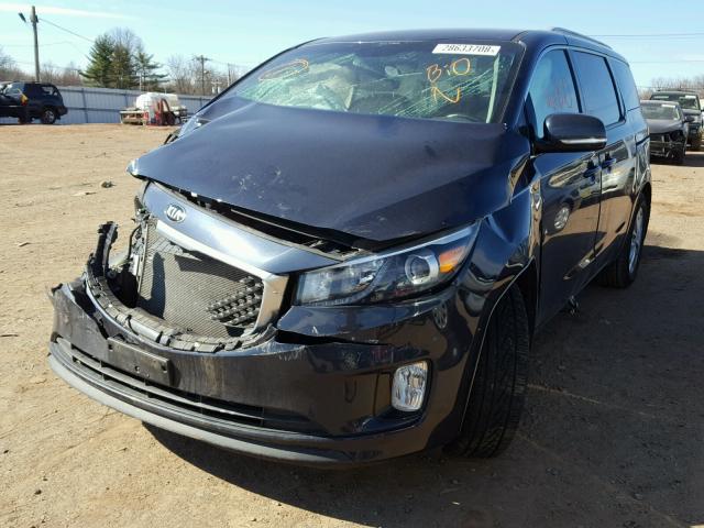 KNDMC5C17F6023677 - 2015 KIA SEDONA EX BLUE photo 2