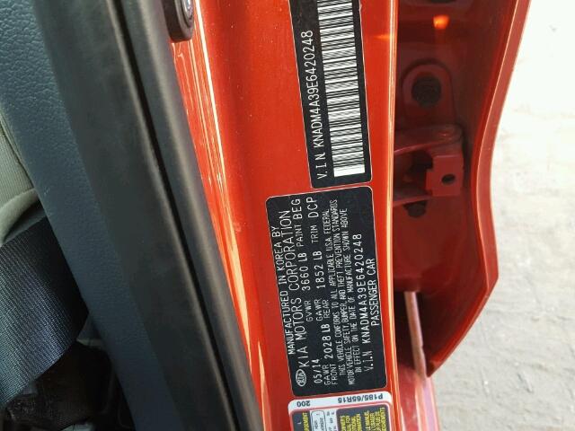 KNADM4A39E6420248 - 2014 KIA RIO LX Կարմիր լուսանկար 10