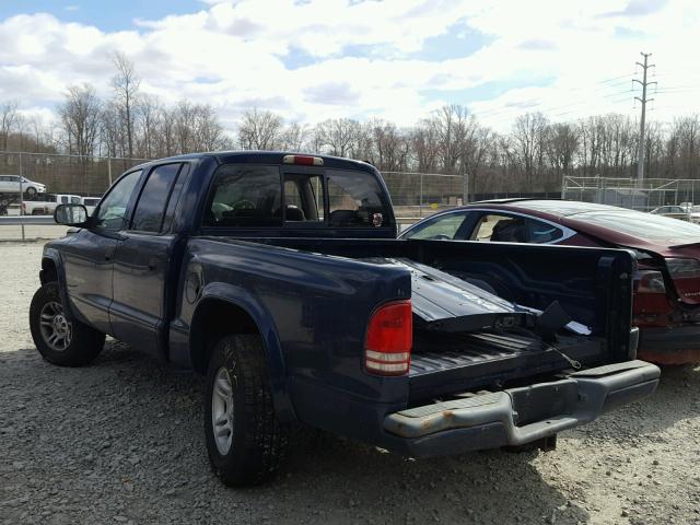 1B7HG38N02S586688 - 2002 DODGE DAKOTA QUA BLUE photo 3