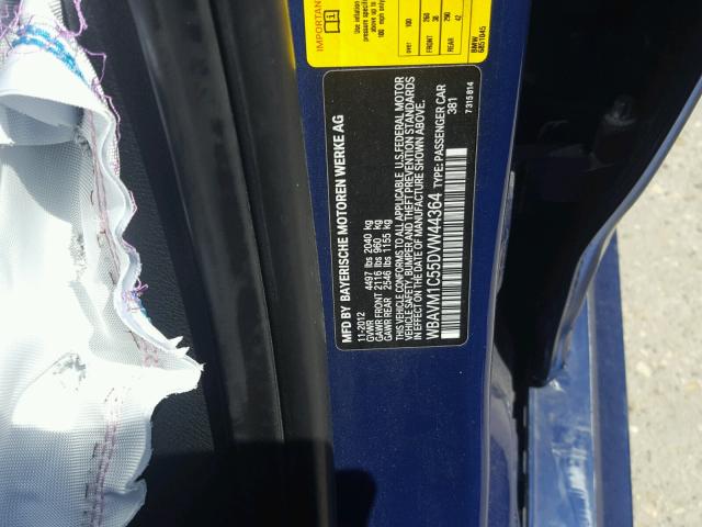 WBAVM1C55DVW44364 - 2013 BMW X1 SDRIVE2 Көк фото 10