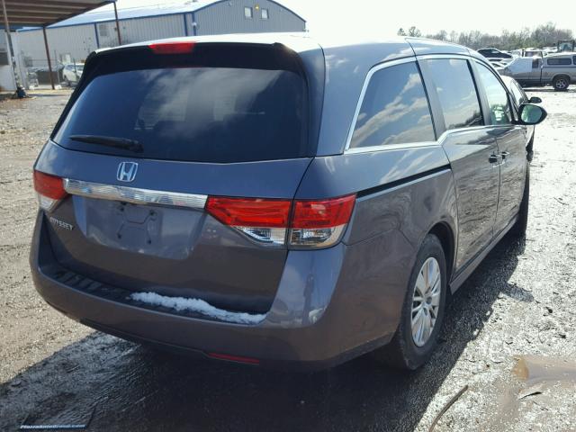 5FNRL5H27EB007697 - 2014 HONDA ODYSSEY LX GRAY photo 4