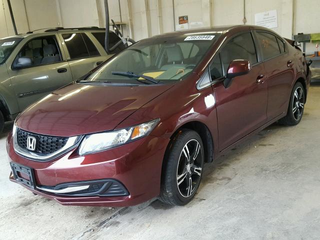 19XFB2F55DE080167 - 2013 HONDA CIVIC LX BURGUNDY photo 2