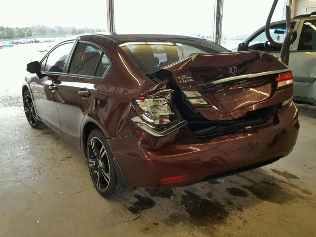 19XFB2F55DE080167 - 2013 HONDA CIVIC LX BURGUNDY photo 3