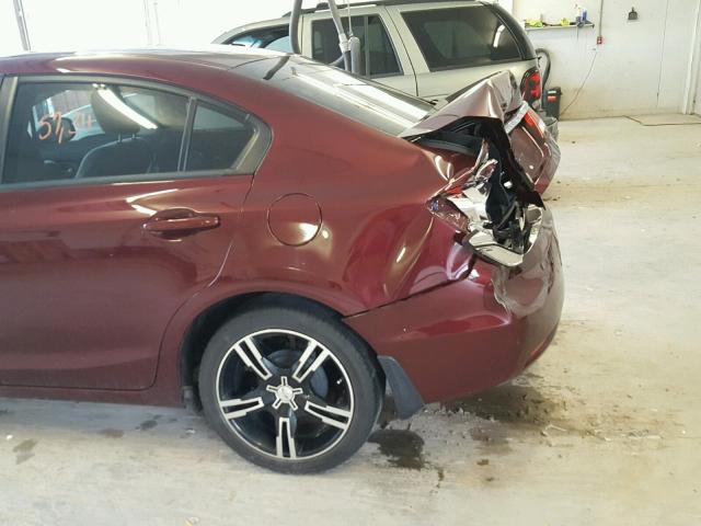 19XFB2F55DE080167 - 2013 HONDA CIVIC LX BURGUNDY photo 9