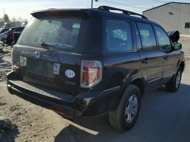 2HKYF18127H519374 - 2007 HONDA PILOT LX BLACK photo 4