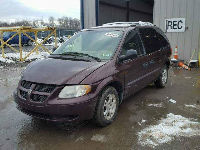 1D8GP25R23B332450 - 2003 DODGE CARAVAN SE BURGUNDY photo 2