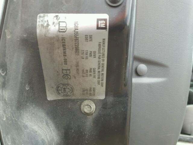 1G8AJ55F67Z207021 - 2007 SATURN ION LEVEL ნაცრისფერი ფოტო 10