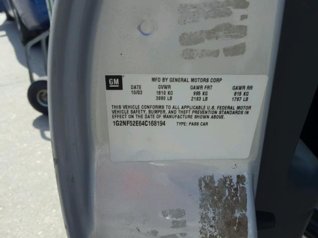 1G2NF52E64C168194 - 2004 PONTIAC GRAND AM S 银色 照片 10