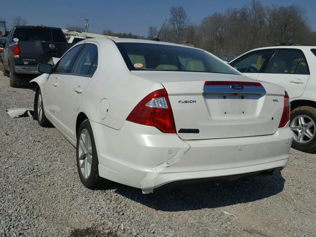 3FAHP0JA2CR251179 - 2012 FORD FUSION SEL WHITE photo 3