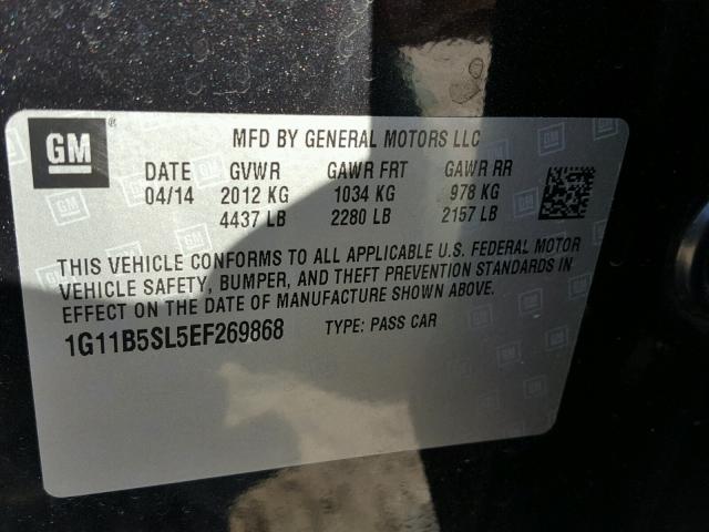 1G11B5SL5EF269868 - 2014 CHEVROLET MALIBU LS Mavi foto 10