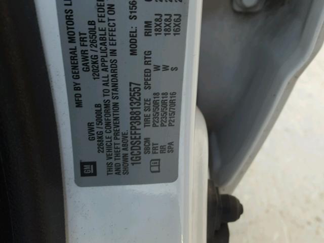 1GCDSEFP3B8132557 - 2011 CHEVROLET COLORADO L WHITE photo 10