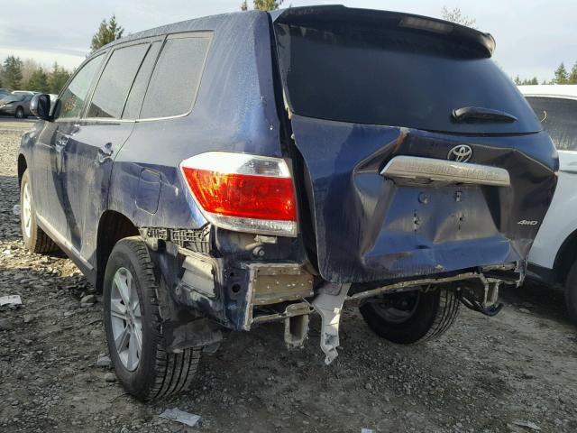 5TDBK3EHXDS186703 - 2013 TOYOTA HIGHLANDER BLUE photo 3