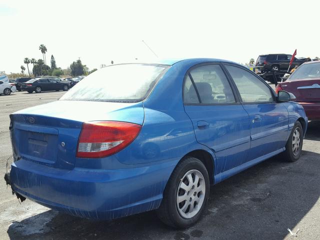 KNADC125646325887 - 2004 KIA RIO BLUE photo 4