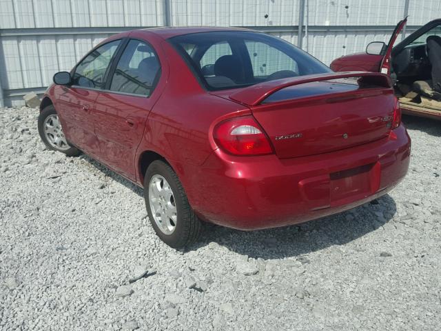 1B3ES56C74D602053 - 2004 DODGE NEON SXT RED photo 3