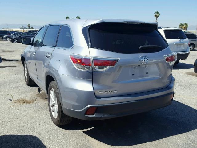 5TDZKRFHXFS055421 - 2015 TOYOTA HIGHLANDER SILVER photo 3