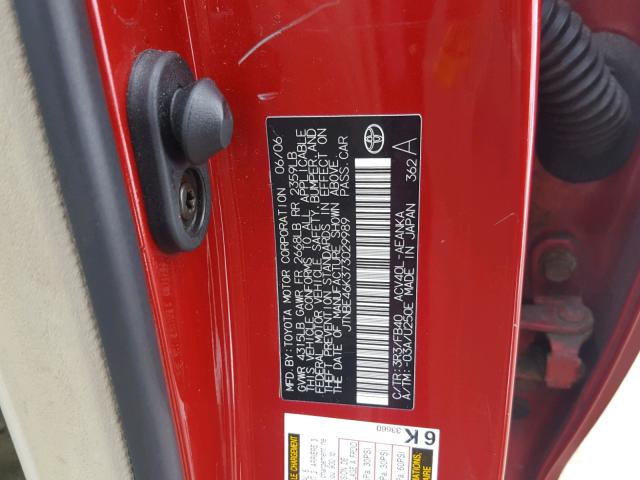 JTNBE46K373029989 - 2007 TOYOTA CAMRY NEW RED photo 10