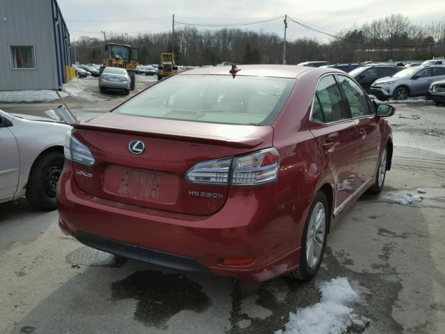 JTHBB1BA5A2036348 - 2010 LEXUS HS 250H RED photo 4